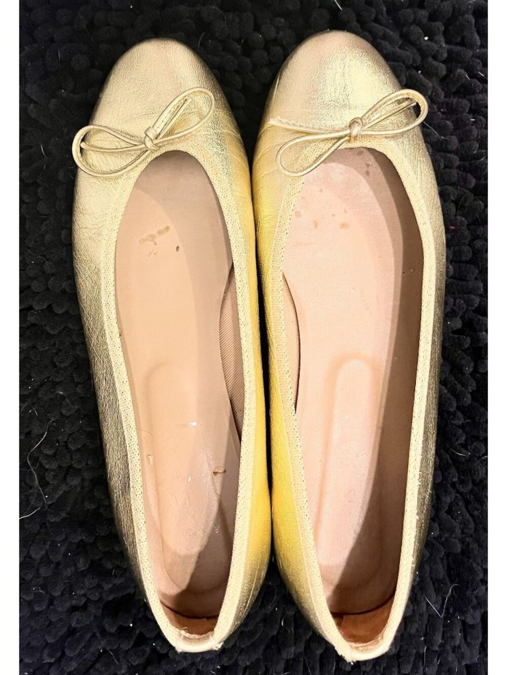 J Crew Gold Leather Ballet Flats Size 8.5 B Made In Spain